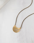 Crescent Leaf Necklace, Sterling Silver or Brass Botanical Pendant, Handmade Nature Jewelry