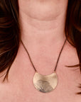 Pressed Hydrangea Crescent Necklace| Hydrangea Flower Impression Necklace| Botanical Impression Jewelry