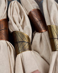 Leaf Impression Napkin Ring Set | Set of 4, Brass or Copper