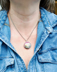 Pink Plume Agate Necklace | One of a Kind Hammered Bezel | Handmade Sterling Silver Gemstone Necklace