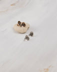 Hydrangea Floral Stud Earrings | Botanical Flower Impression | Handmade Sterling Silver Post Earrings