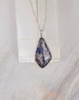 Blue Plume Agate Doublet Necklace | Copper Inclusions | One of a Kind Gemstone Pendant | Handmade Sterling Silver