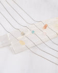 Raw Gemstone Float Necklace | Handmade Sterling Silver | Artisan Birthstone Necklace