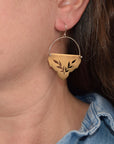 Wild Devotion Earrings, Brass Triangle Botanical Cutout Dangle