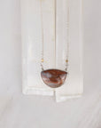 Laguna Lace Agate Necklace | Faceted Brass Beads | One of a Kind Gemstone Pendant | Handmade Sterling Silver