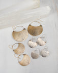 Hydrangea Crescent Earrings | Botanical Flower Impression | Handmade Sterling Silver or Brass Dangle Earrings