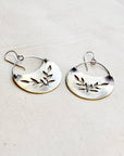 Rooted Wild Earrings, Crescent Botanical Cutout Dangle, Sterling Silver or Brass