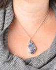 Blue Plume Agate Doublet Necklace | Copper Inclusions | One of a Kind Gemstone Pendant | Handmade Sterling Silver