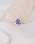 Light Purple Tanzanite Necklace | High Dome Gemstone Pendant | Sparkling Zircon Strand on Silk | One of a Kind | Handmade Sterling Silver