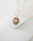 Pink Plume Agate Necklace | One of a Kind Hammered Bezel | Handmade Sterling Silver Gemstone Necklace