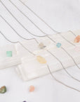 Raw Gemstone Float Necklace | Handmade Sterling Silver | Artisan Birthstone Necklace