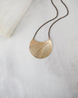 Crescent Leaf Necklace, Sterling Silver or Brass Botanical Pendant, Handmade Nature Jewelry