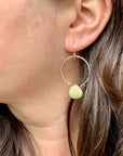 Lemon Jade Briolette Hoop Earrings | Handmade Sterling Silver Hoops | Artisan Gemstone Earrings