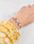 Canyon Trail Bracelet, Mixed Metal Three Blossom Chain, Sterling Silver, Copper & Brass