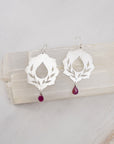 Ride With Me Earrings in Silver with Ruby Drops