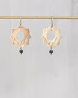 Wander With Me Earrings, Brass Pierced Botanical Dangle, Turquoise