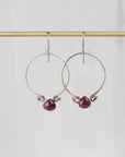 Ruby Briolette Hoop Earrings | Handmade Sterling Silver Hoops | Artisan Gemstone Earrings