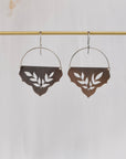 Wild Devotion Earrings, Sterling Silver Triangle Botanical Cutout Dangle