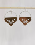 Wild Devotion Earrings, Brass Triangle Botanical Cutout Dangle