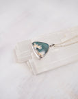 Aqua Plume Agate Doublet Necklace | One of a Kind Gemstone Pendant | Handmade Sterling Silver on Sterling Chain