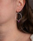 Ruby Briolette Hoop Earrings | Handmade Sterling Silver Hoops | Artisan Gemstone Earrings