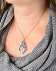 Blue Plume Agate Doublet Necklace | Copper Inclusions | One of a Kind Gemstone Pendant | Handmade Sterling Silver