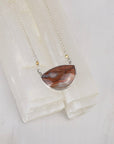 Laguna Lace Agate Necklace | Faceted Brass Beads | One of a Kind Gemstone Pendant | Handmade Sterling Silver