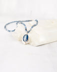 One-of-a-kind blue kyanite and aquamarine necklace with silk-strung beaded strand, handmade in Vermont