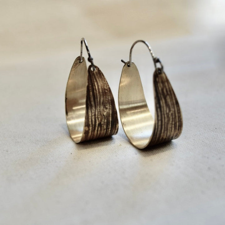 Woodland Hoop Earring: Brass or Sterling Silver