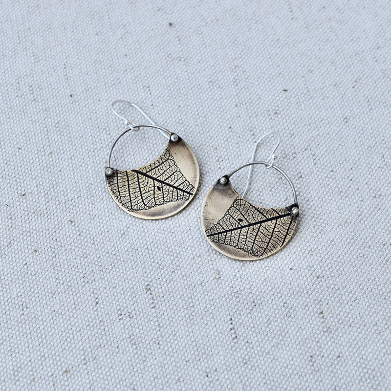 Leaf Crescent Earring: Sterling Silver or Brass