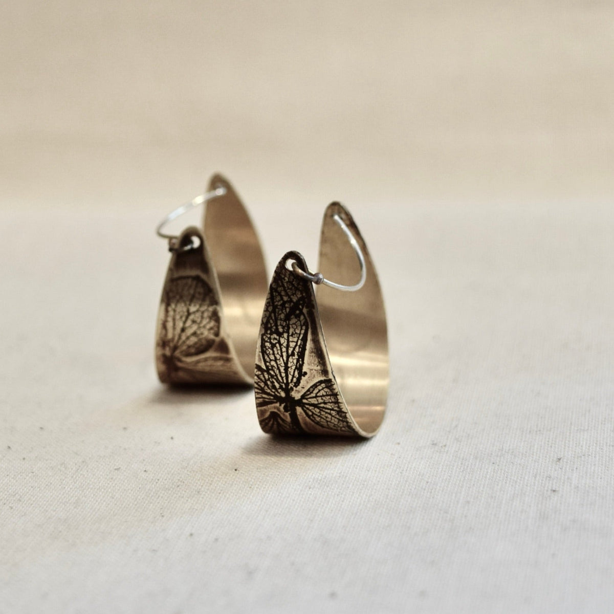 Hydrangea Hoop Earrings: Brass or Sterling Silver