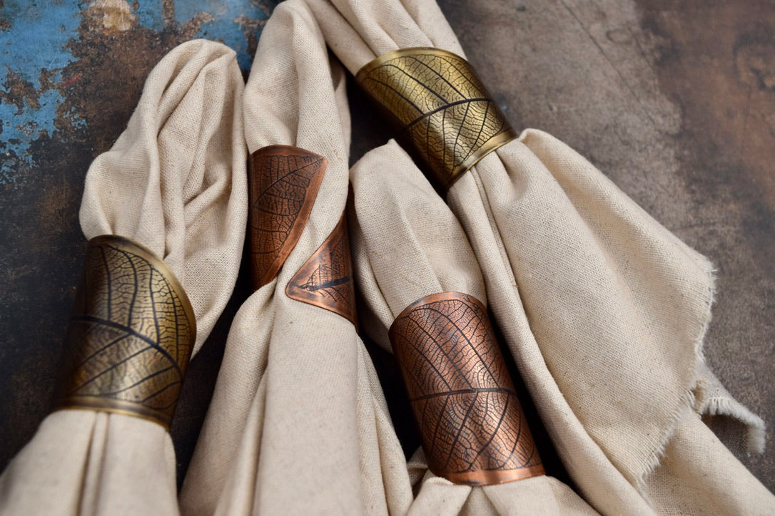 Leaf Impression Napkin Ring Set