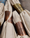 Leaf Impression Napkin Ring Set | Set of 4, Brass or Copper