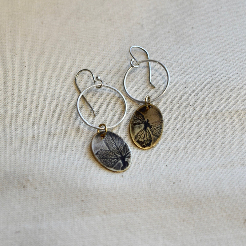 Hydrangea Moon: Brass or Sterling Silver