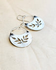 Rooted Wild Earrings, Crescent Botanical Cutout Dangle, Sterling Silver or Brass