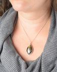 Suture Ammonite Fossil Pendant Necklace | Oak Leaf Pattern | Brown Fossil Jewelry | Handmade Sterling Silver on 18" Sterling Chain