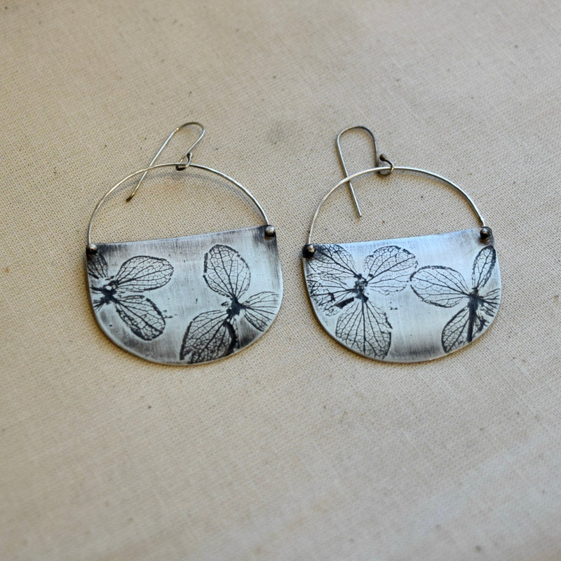 Hydrangea Basket Earring: Brass or Sterling Silver