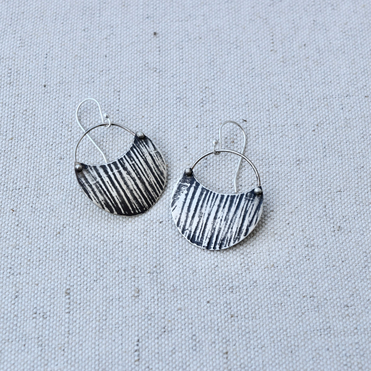 Woodland Crescent Earring: Sterling Silver or Brass