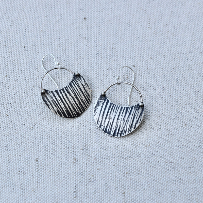 Woodland Crescent Earring: Sterling Silver or Brass