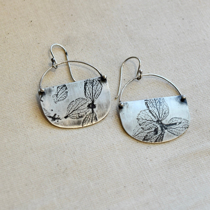 Hydrangea Basket Earring: Brass or Sterling Silver