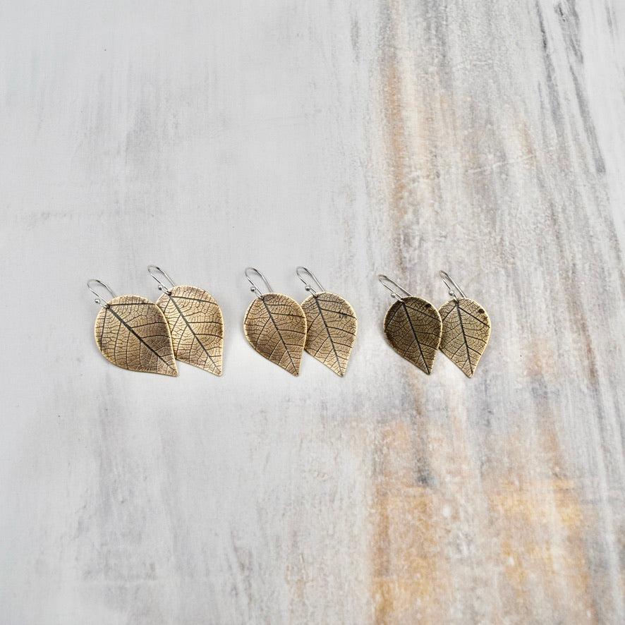 Pressed Leaf Dangle Earrings