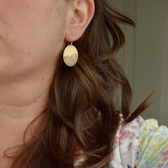 Pressed Hydrangea Ovals| Hydrangea Flower Impression Earrings| Botanical IMpression Jewelry