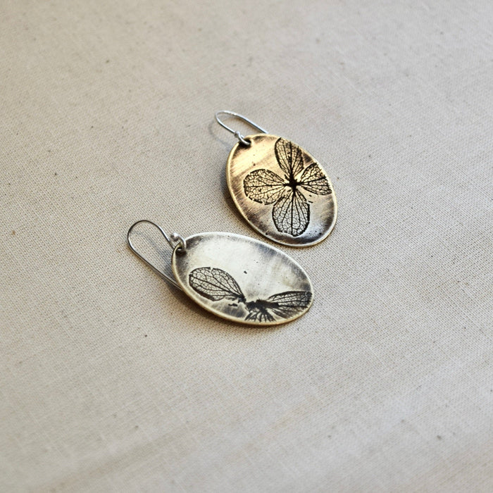 Hydrangea Ovals : Brass or Sterling Silver