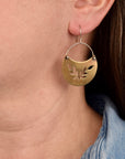 Rooted Wild Earrings, Crescent Botanical Cutout Dangle, Sterling Silver or Brass
