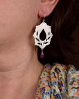 Ride With Me Earrings in Silver with Ruby Drops