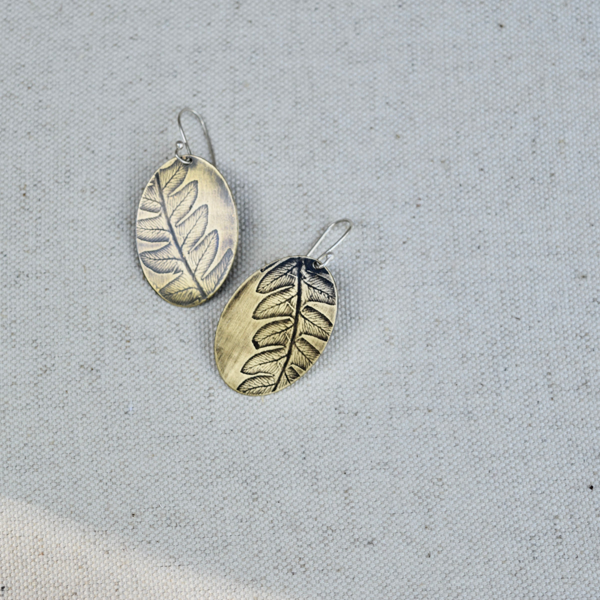 Fern Ovals : Brass or Sterling Silver