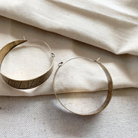 Leaf Hoops: Brass or Sterling Silver