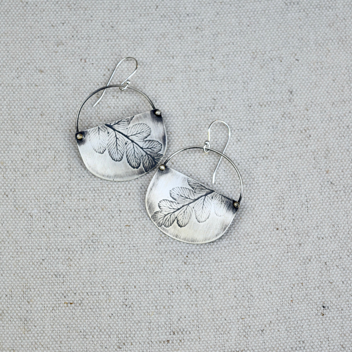 Fern Basket Earring: Sterling Silver or Brass