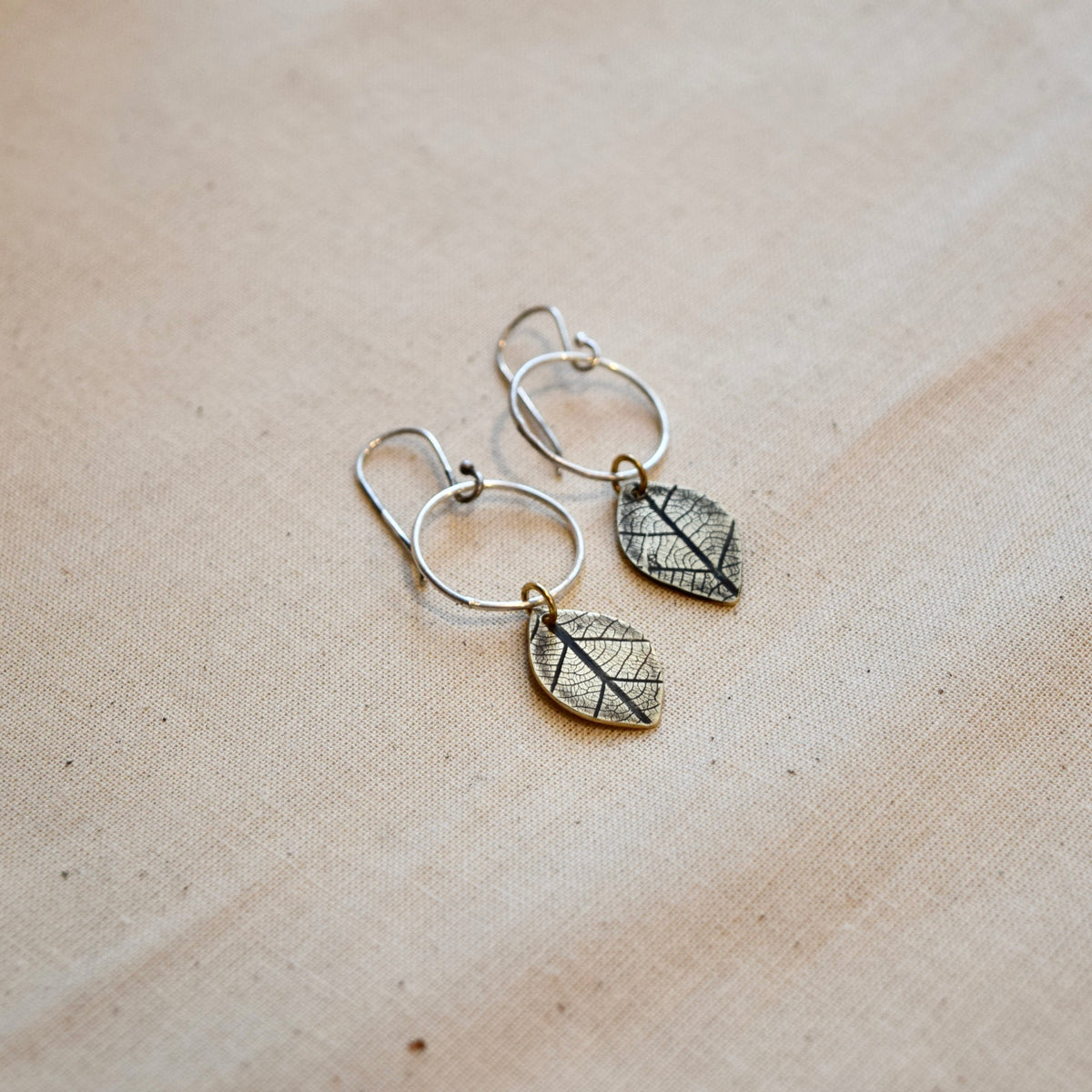 Leaf Moon Earring: Sterling Silver or Brass