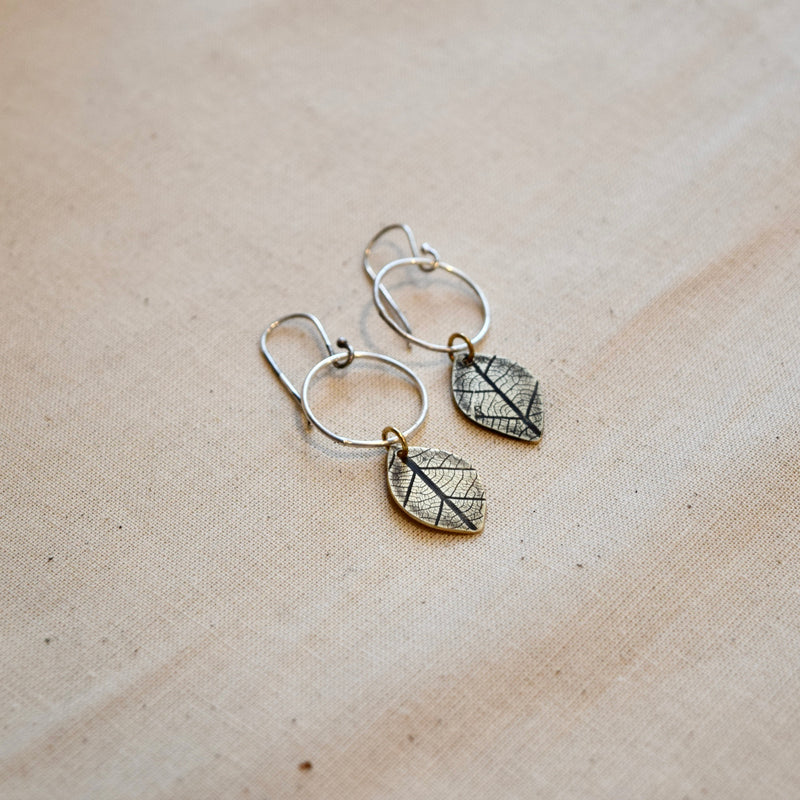 Leaf Moon Earring: Sterling Silver or Brass